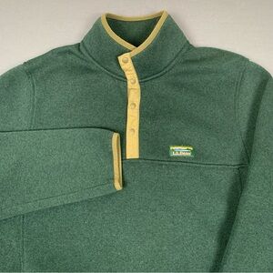 L.L Bean Snap Pullover Fleece Sweater Slightly Fitted Men’s Large, Dark Green